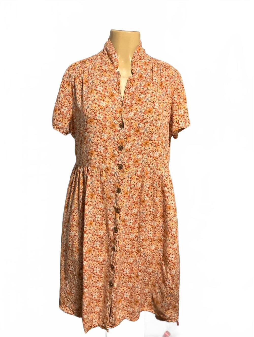 Pre-Loved Women's Knee-Length Button-Front Floral Dress